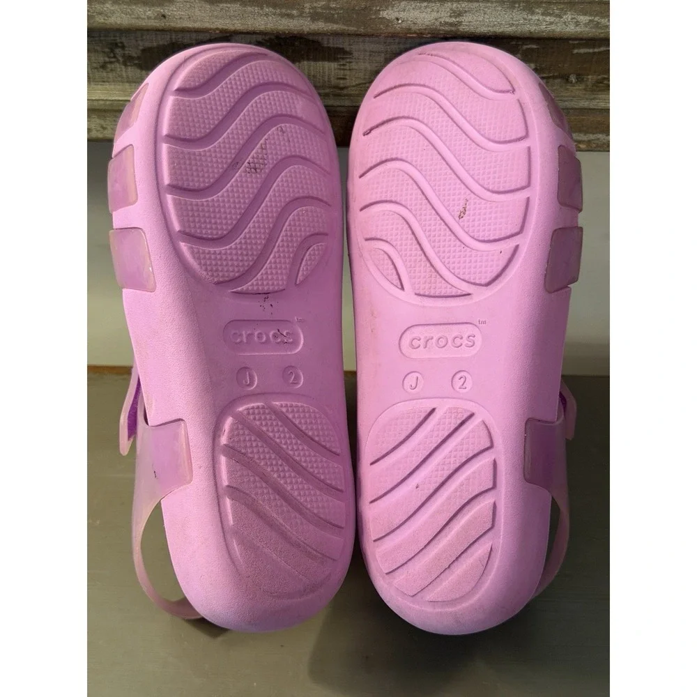 Girls Isabella Jelly Sandals Crocs Size J 2 Pinkish Purple Lilac